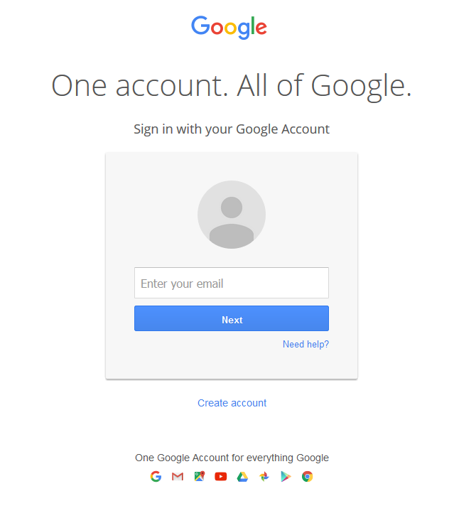 Google OAuth 2.0 Log In Screen